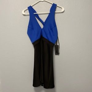 Black and blue skater dress